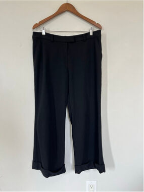 Christian Dior Paris Boutique Textured Wool Black Cropped Wide Leg Trousers